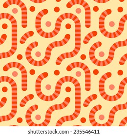 Striped Worms. Abstract Seamless Pattern.