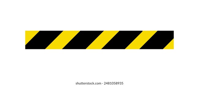 Striped Yellow and Black Hazard Warning Tape on White Background Flat Vector Isolated Illustration.