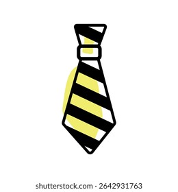 Striped yellow necktie. Vector illustration