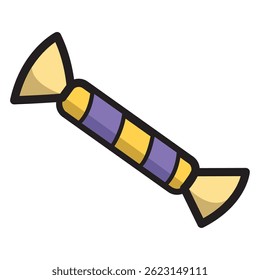 Striped yellow purple candy. Vector illustration