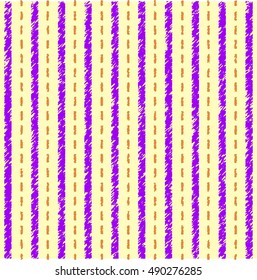 Striped yellow purple pattern. Vertical vintage seamless pattern