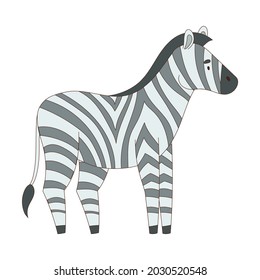 Striped Zebra as Hooved African Animal Vector Illustration