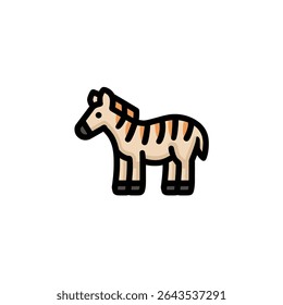 Striped zebra stands isolated white background animal illustration