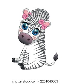Striped zebra in a wreath of flowers, with a bouquet. Spring is coming.