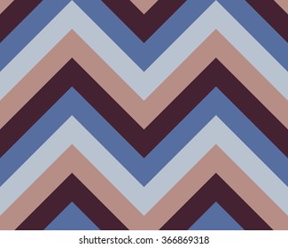 Striped, zigzagging seamless pattern. Zig-zag line texture. Stripy geometric background. Blue, brown,beige contrast colored. Winter theme. Vector