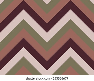 Striped, zigzagging seamless pattern. Zig-zag line texture. Stripy geometric background. Brown, gray, beige olive colored. Vector