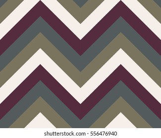 Striped, zigzagging seamless pattern. Zigzag line texture. Stripy geometric background. Brown, gray, beige olive colored. Vector