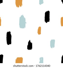 Stripes abstract hand drawn doodle vector seamless pattern. Abstract seamless pattern with different shapes and textured on a white background.