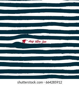 Stripes abstract waves and red ship seamless texture