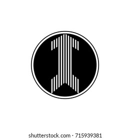 stripes arrow up in circle negative design logo vector