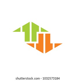 stripes arrows opposite direction logo vector