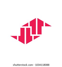 stripes arrows opposite direction logo vector