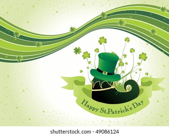 stripes background with leprechaun hat on shoes with ribboon