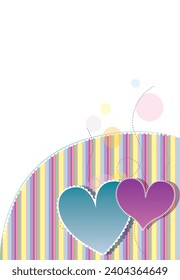 Stripes background page colorful illustration greeting card for Valentine's day, gift card