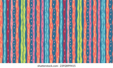Stripes background postcard color wave. Abstract ethnic ikat pattern background. Geometric fabric swatch. Seamless pattern. Seamless Saturated Motif.