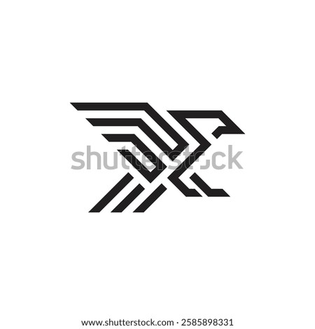 stripes of birds with wide wings logo vector