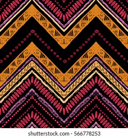 Stripes bright tribal seamless pattern with zigzag