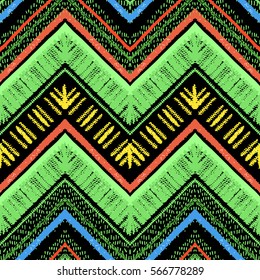 Stripes bright tribal seamless pattern with zigzag