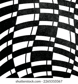 Stripes checkered textured black and white geometrical curved lines decorative abstract shaped vector background isolated on square templatefor social media post, cover title, paper and scarf textile.