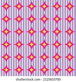Stripes Circles Floral Geometric Florals Seamless Abstract Pattern Trendy Fashion Colors Retro Concept