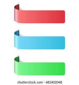 Stripes. Colored sticker labels with transparent shadow. Vector 3d illustration isolated on white background