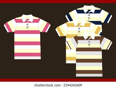 stripes design vecktor illustration with short sleeves t-shirt 
Apparel outwear template front,full color stripe style.men mockup