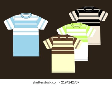 stripes design vecktor illustration with short sleeves t-shirt 
Apparel outwear template front,full color stripe style.men mockup