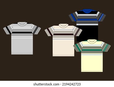 stripes design vecktor illustration with short sleeves t-shirt 
Apparel outwear template front,full color stripe style.men mockup