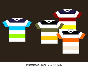 stripes design vecktor illustration with short sleeves t-shirt 
Apparel outwear template front,full color stripe style.men mockup