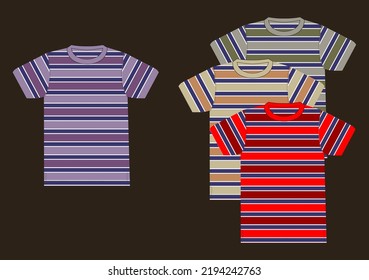 stripes design vecktor illustration with short sleeves t-shirt 
Apparel outwear template front,full color stripe style.men mockup