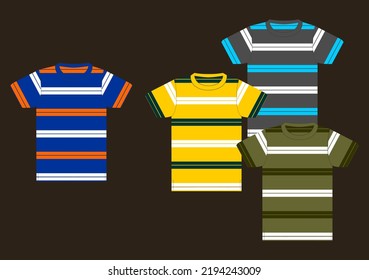 stripes design vecktor illustration with short sleeves t-shirt 
Apparel outwear template front,full color stripe style.men mockup