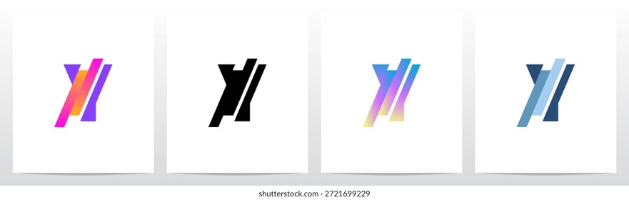 Stripes Diagonal Cut Letter in Half Initial Logo Design Y