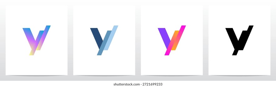 Letra de corte diagonal de rayas en diseño de logotipo inicial a la mitad V