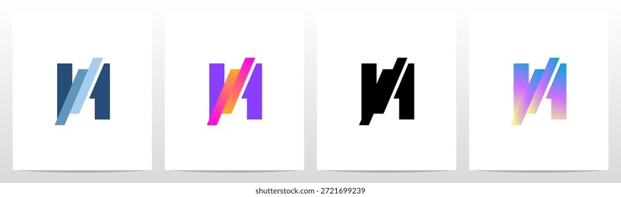 Letra de corte diagonal de rayas en diseño de logotipo inicial a la mitad H