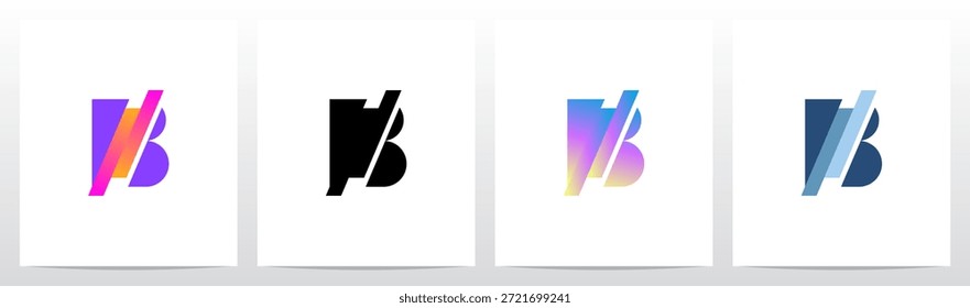 Letra de corte diagonal de rayas en diseño de logotipo inicial a la mitad B