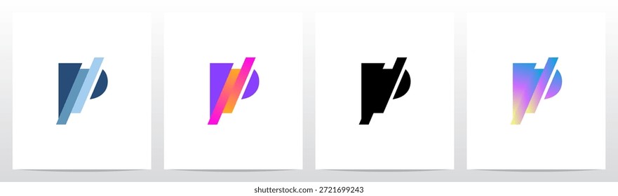 Letra de corte diagonal de rayas en la mitad del diseño inicial del logotipo P