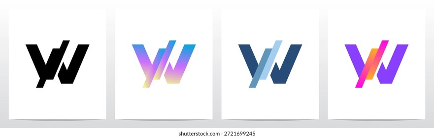 Stripes Diagonal Cut Letter in Half Initial Logo Design W