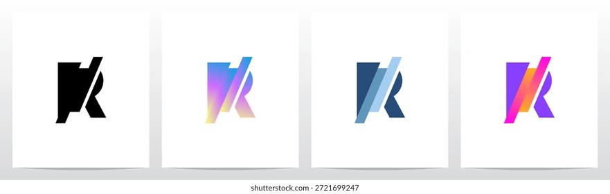 Letra de corte diagonal de rayas en la mitad del diseño inicial del logotipo R