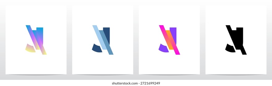 Letra de corte diagonal de rayas en diseño de logotipo inicial a la mitad J