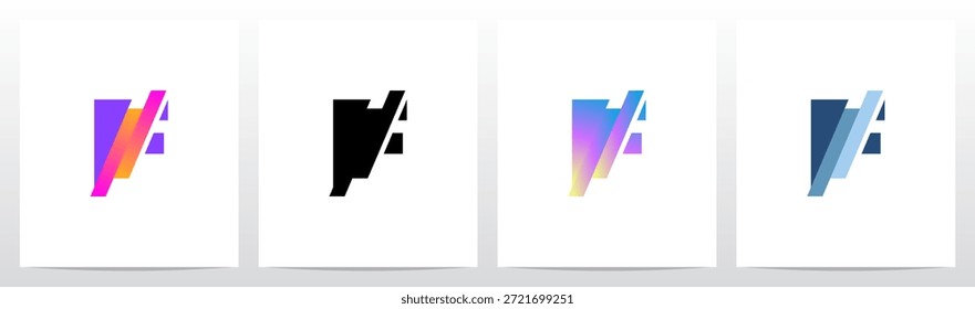 Letra de corte diagonal de rayas en diseño de logotipo inicial a la mitad F