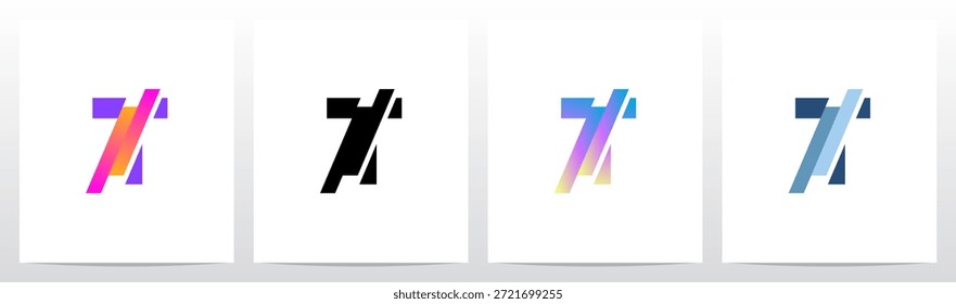 Letra de corte diagonal de rayas en la mitad del diseño inicial del logotipo T