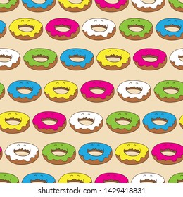 
Stripes of donuts for seamless pattern