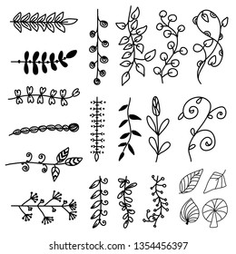 stripes doodle of flower and leaf free hand drawing sketch vector