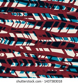 Stripes, dots and arrows. Black, red, blue, white seamless texture. Abstract vector background for web page, banners backdrop, fabric, home decor, wrapping, sports and boys design.