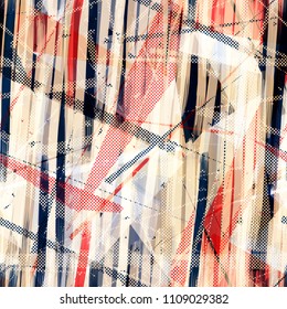 Stripes and dots. red, white, blue, black seamless texture. Abstract vector background for web page, banners backdrop, fabric, home decor, wrapping