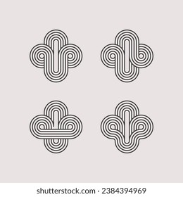 Stripes element template. Geometric scroll elements with fine lines for your project. Abstract futuristic geometric shape.