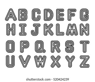 Stripes English bold font set in silhouette