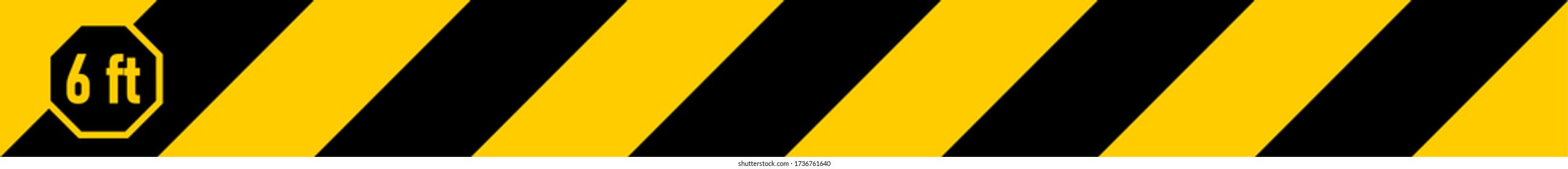 Stripes Floor Marking Security Sticker Tape 6 ft or 6 Feet Icon with an Aspect Ratio of 10:1. Vector Image.