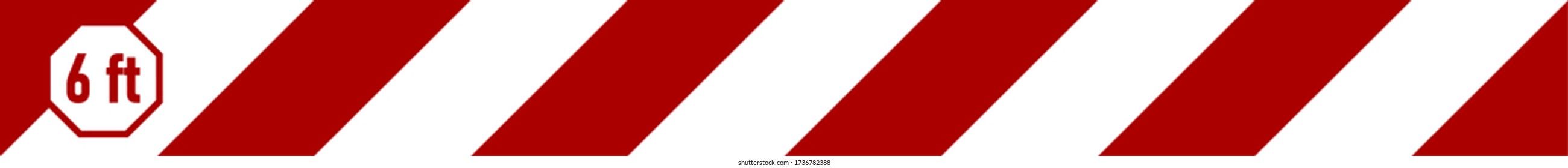 Stripes Floor Marking Security Sticker Tape 6 ft or 6 Feet Icon with an Aspect Ratio of 10:1. Vector Image.