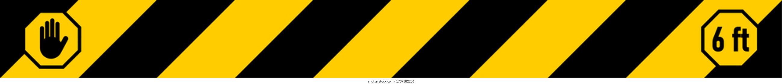 Stripes Floor Marking Security Sticker Tape 6 ft or 6 Feet Icon with an Aspect Ratio of 10:1. Vector Image.